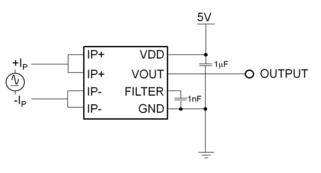 Applikations-Schaltungsdiagramm - Broadcom ACHS-719x Stromsensor-ICs